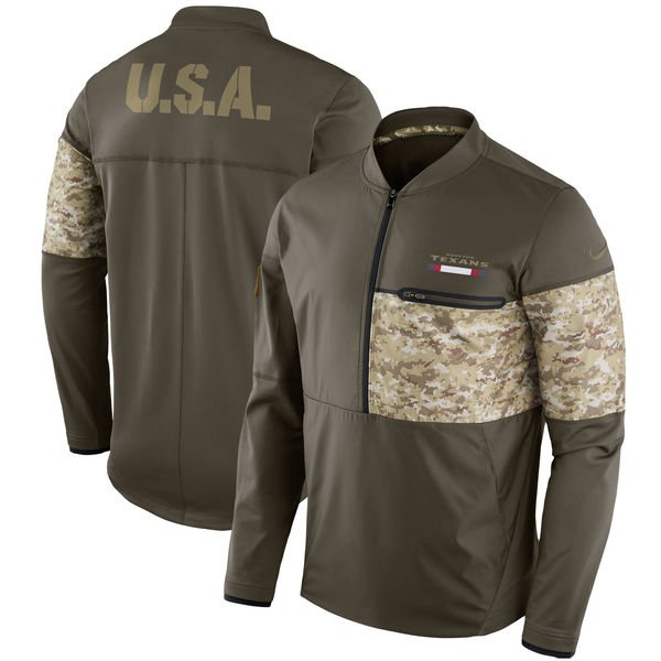 Houston Texans Salute to Service Sideline Hybrid Half-Zip Pullover Jacket - Olive