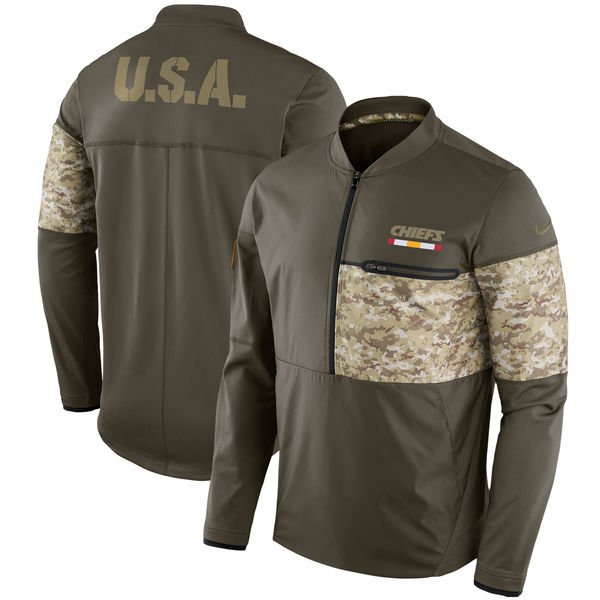 Kansas City Chiefs Salute to Service Sideline Hybrid Half-Zip Pullover Jacket - Olive