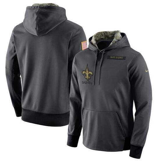 New Orleans Saints Salute to Service Therma Performance Hoodie - Anthracite