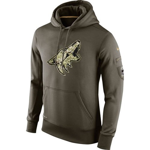 Men's Arizona Coyotes Olive Salute To Service Therma Performance Hoodie