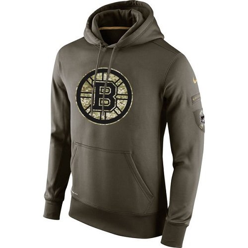 Men's Boston Bruins Olive Salute To Service Therma Performance Hoodie
