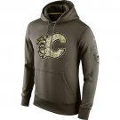 Men's Calgary Flames Olive Salute To Service Therma Performance Hoodie