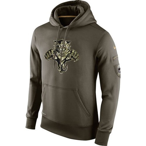 Men's Florida Panthers Olive Salute To Service Therma Performance Hoodie