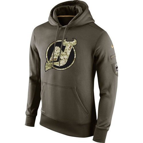 Men's New Jersey Devils Olive Salute To Service Therma Performance Hoodie