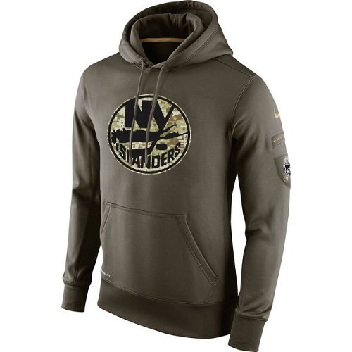 Men's New York Islanders Olive Salute To Service Therma Performance Hoodie