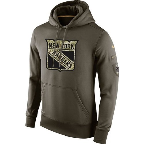 Men's New York Rangers Olive Salute To Service Therma Performance Hoodie