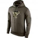 Men's Pittsburgh Penguins Olive Salute To Service Therma Performance Hoodie