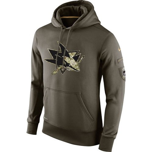 Men's San Jose Sharks Olive Salute To Service Therma Performance Hoodie