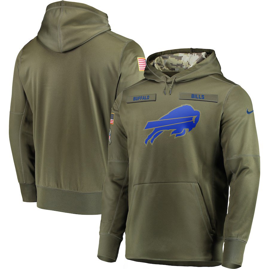 Buffalo Bills Olive Salute to Service Sideline Therma Performance Pullover Hoodie