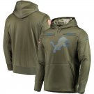 Detroit Lions Olive Salute to Service Sideline Therma Performance Pullover Hoodie