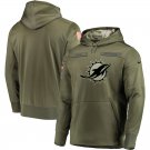 Miami Dolphins Olive Salute to Service Sideline Therma Performance Pullover Hoodie
