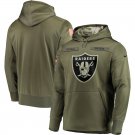 Oakland Raiders Olive Salute to Service Sideline Therma Performance Pullover Hoodie