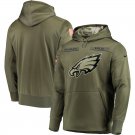 Philadelphia Eagles Olive Salute to Service Sideline Therma Performance Pullover Hoodie