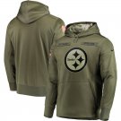 Pittsburgh Steelers Olive Salute to Service Sideline Therma Performance Pullover Hoodie
