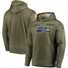 Seattle Seahawks Olive Salute to Service Sideline Therma Performance Pullover Hoodie