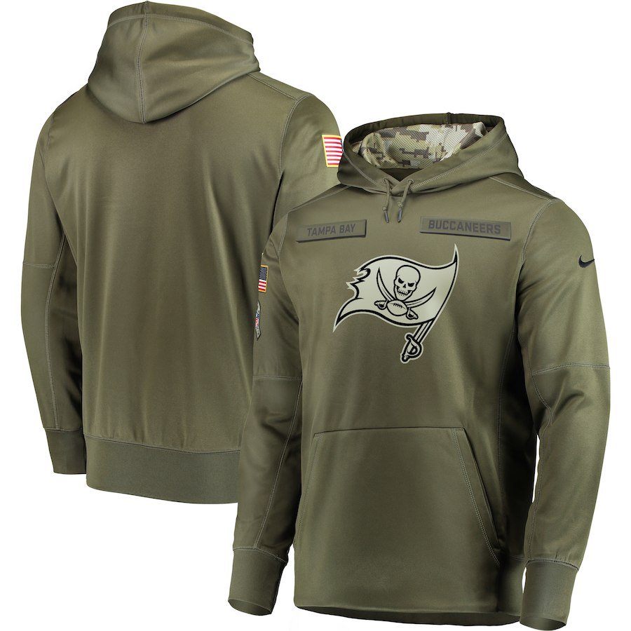 Tampa Bay Buccaneers Olive Salute to Service Sideline Therma Performance Pullover Hoodie