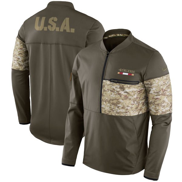 San Francisco 49ers Salute to Service Sideline Hybrid Half-Zip Pullover Jacket - Olive