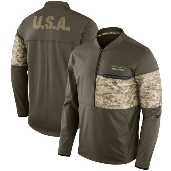 Seattle Seahawks Salute to Service Sideline Hybrid Half-Zip Pullover Jacket - Olive