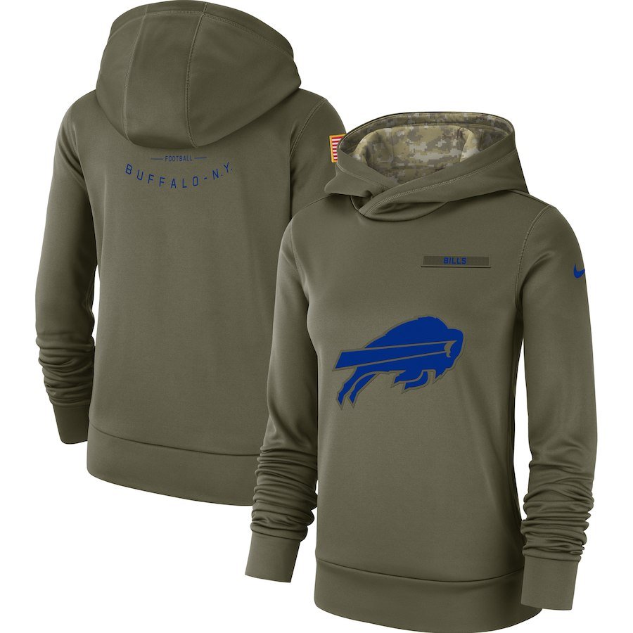 Women's Buffalo Bills 2018 Olive Salute to Service Therma Pullover Hoodie