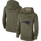 Women's New England Patriots 2018 Olive Salute to Service Therma Pullover Hoodie