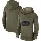 Women's New York Jets 2018 Olive Salute to Service Therma Pullover Hoodie