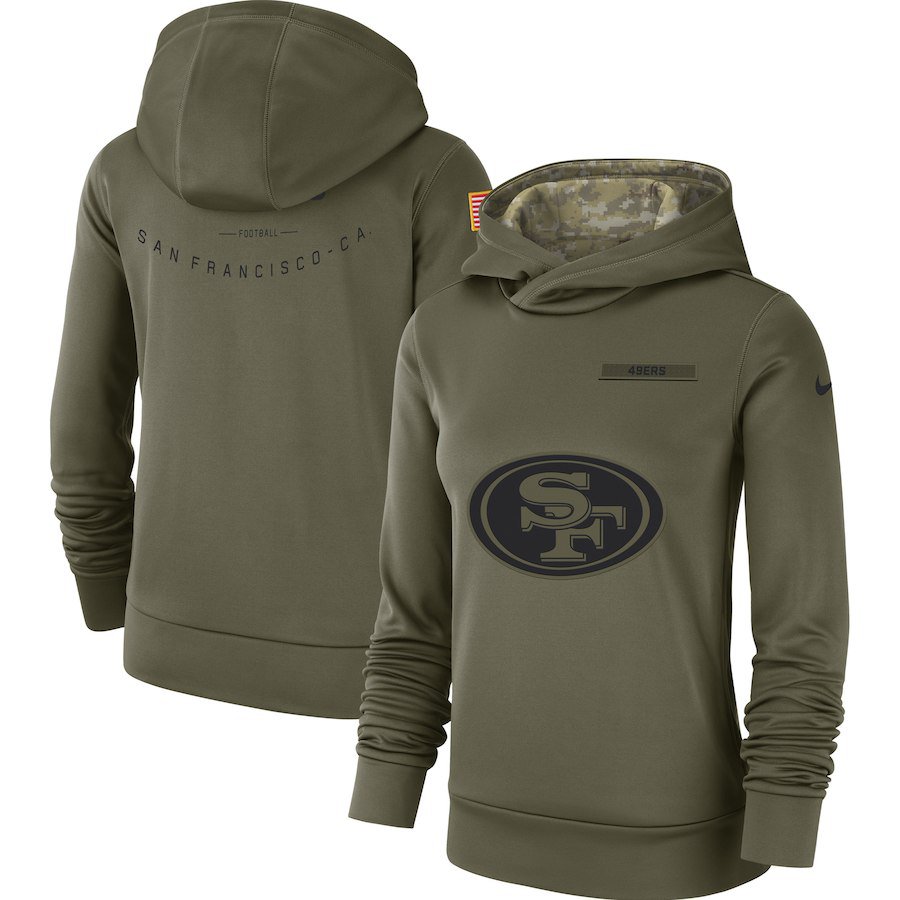 Women's San Francisco 49ers 2018 Olive Salute to Service Therma Pullover Hoodie