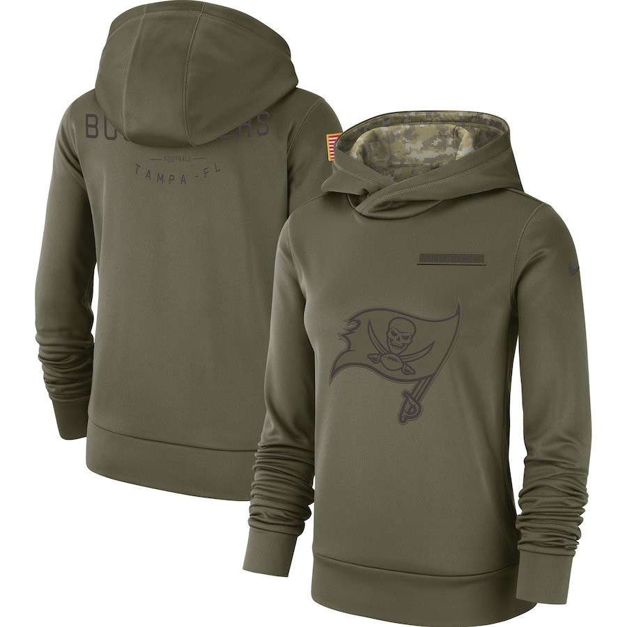 Women's Tampa Bay Buccaneers 2018 Olive Salute to Service Therma Pullover Hoodie