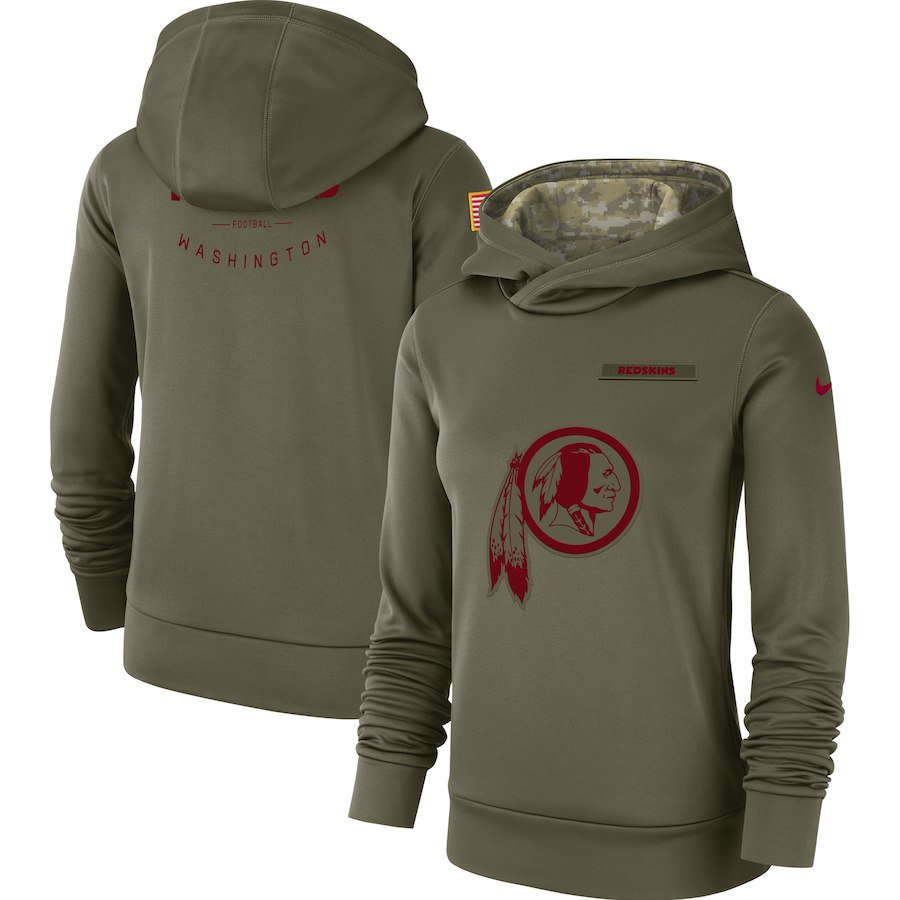 Women's Washington Redskins 2018 Olive Salute to Service Therma Pullover Hoodie