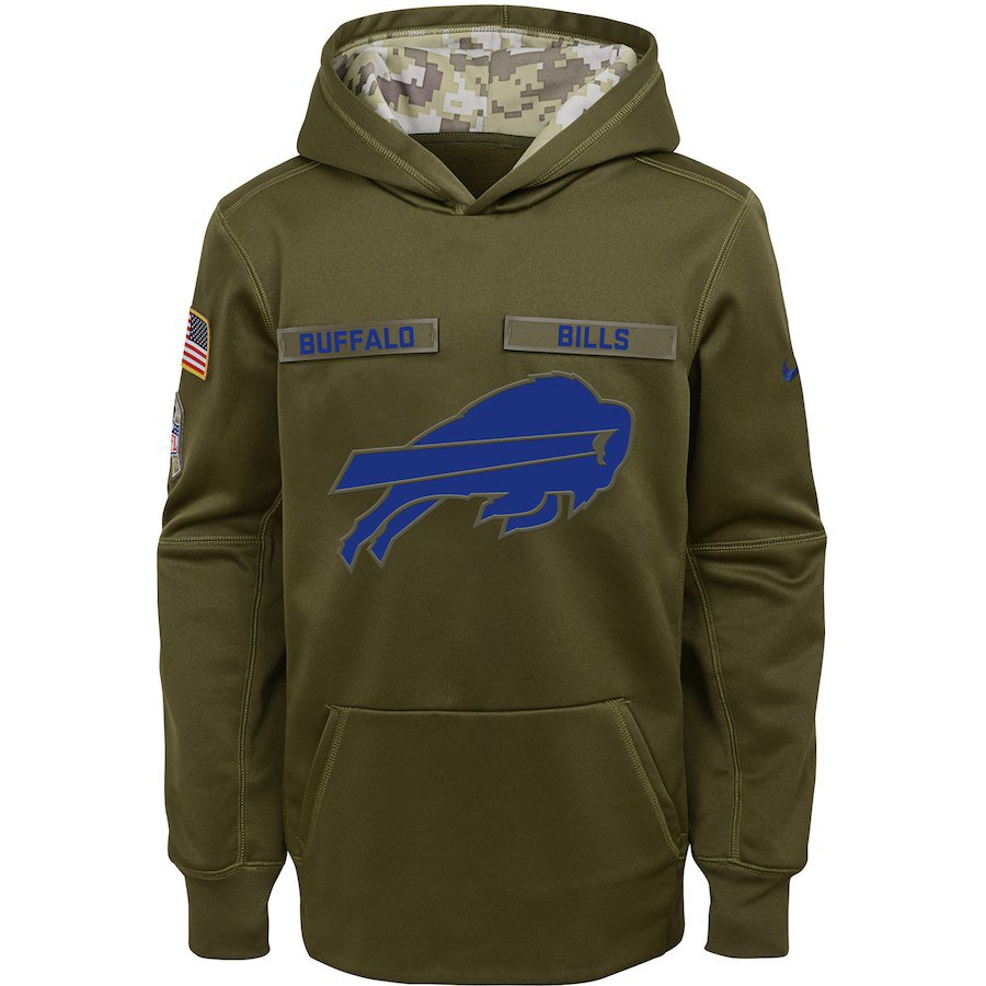 Buffalo Bills Youth Salute to Service Pullover Hoodie - Olive