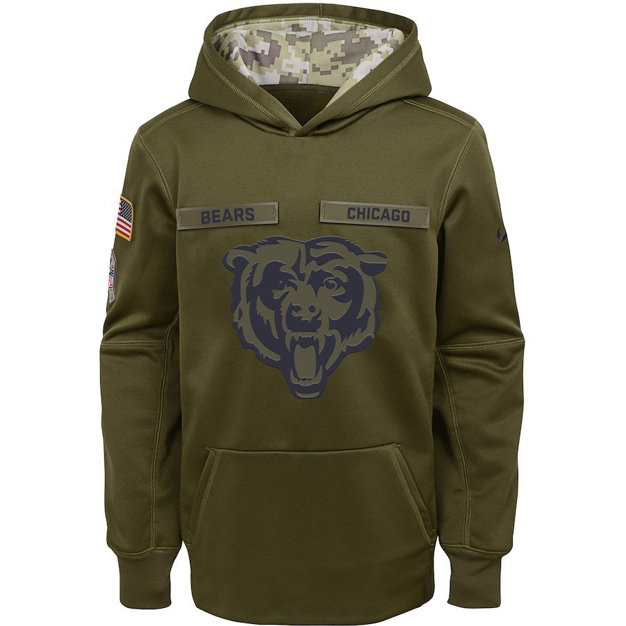Chicago Bears Youth Salute to Service Pullover Hoodie - Olive