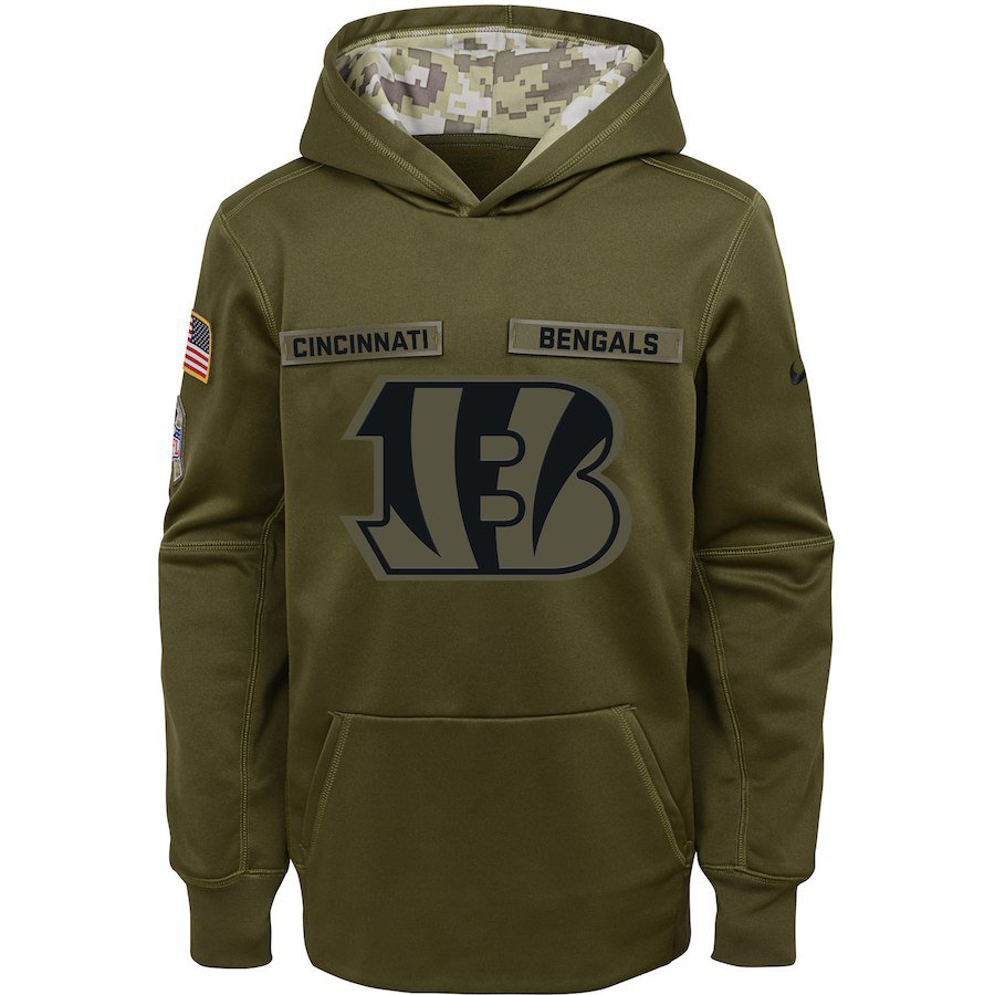 Cincinnati Bengals Youth Salute to Service Pullover Hoodie - Olive