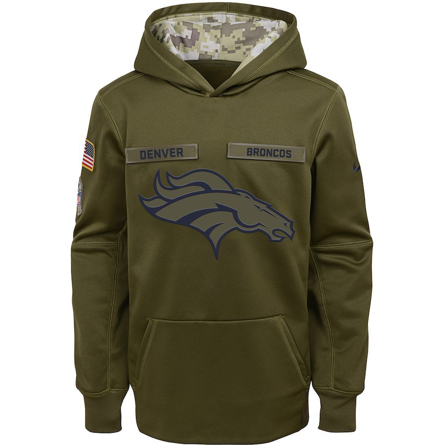 Denver Broncos Youth Salute to Service Pullover Hoodie - Olive