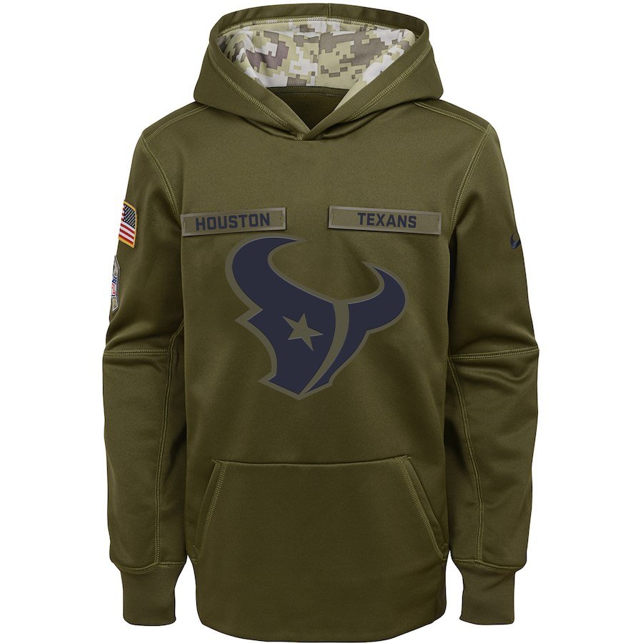 Houston Texans Youth Salute to Service Pullover Hoodie - Olive