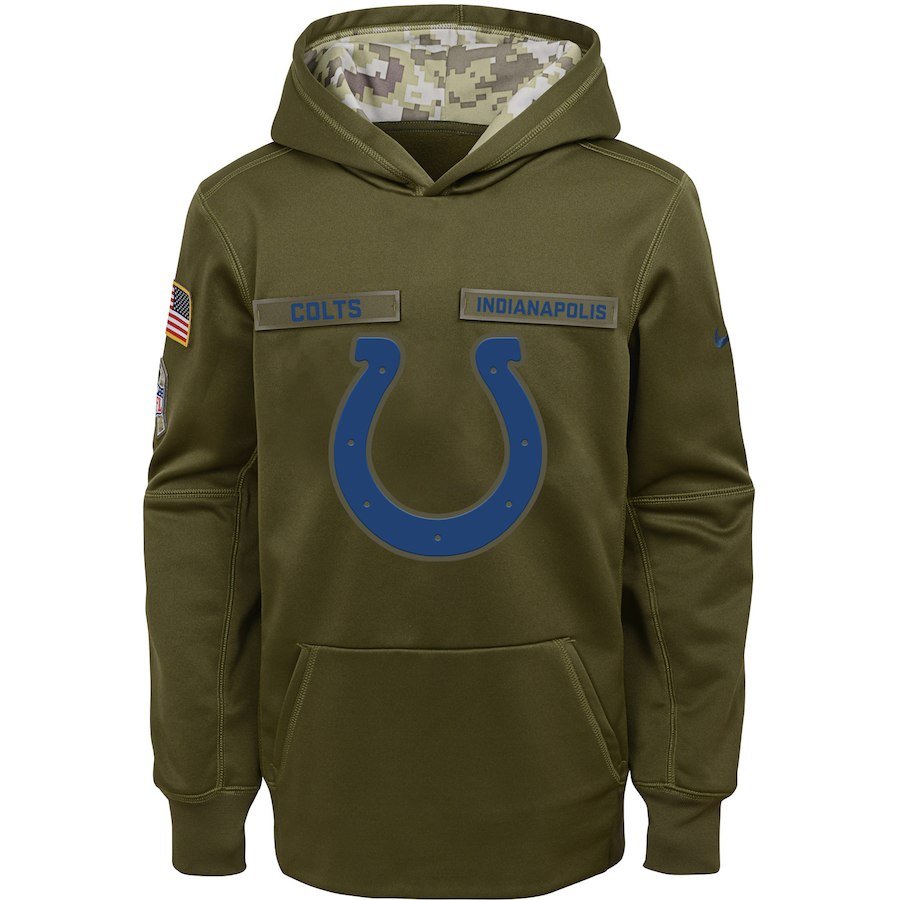 Indianapolis Colts Youth Salute to Service Pullover Hoodie - Olive