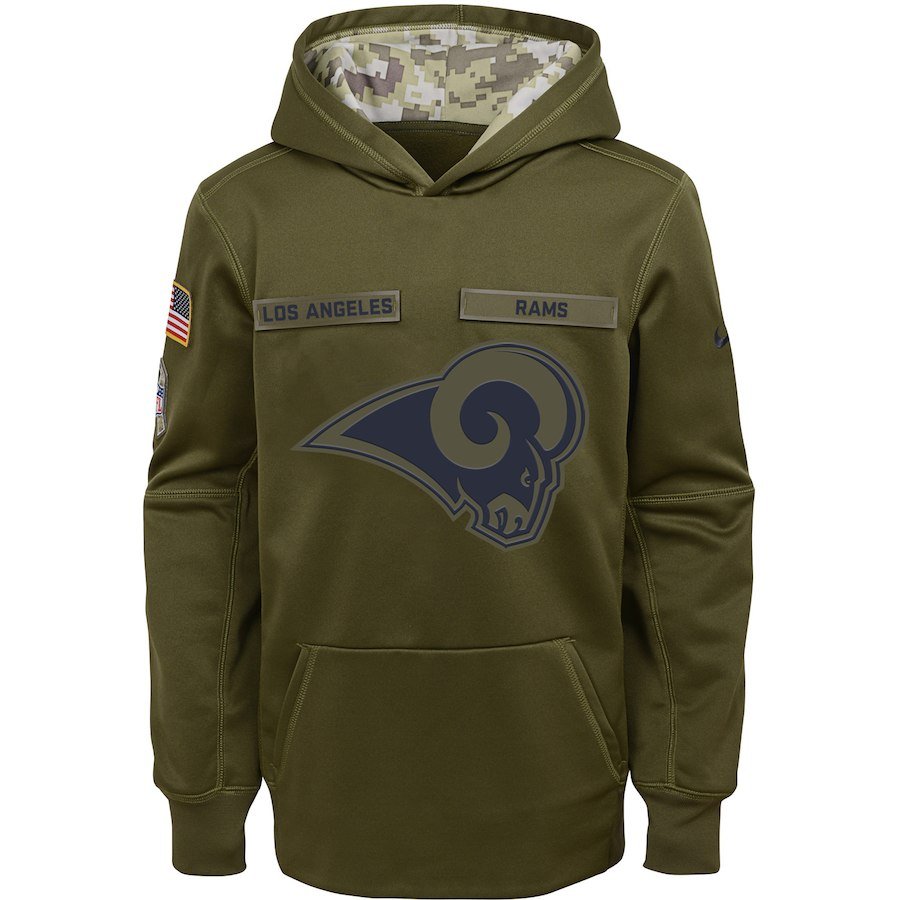 Los Angeles Rams Youth Salute to Service Pullover Hoodie - Olive
