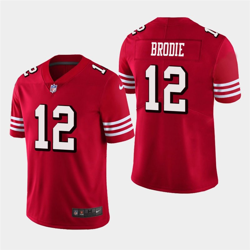 Men's 49ers John Brodie Red Stitched Limited Jersey