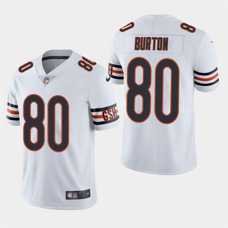 Men's Bears Trey Burton White Stitched Limited Jersey