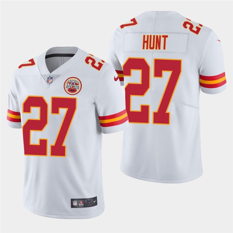 Men's Chiefs Kareem Hunt White Stitched Limited Jersey