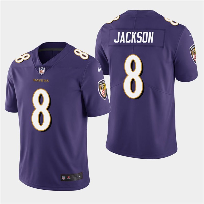 Men's Ravens Lamar Jackson Purple Stitched Limited Jersey