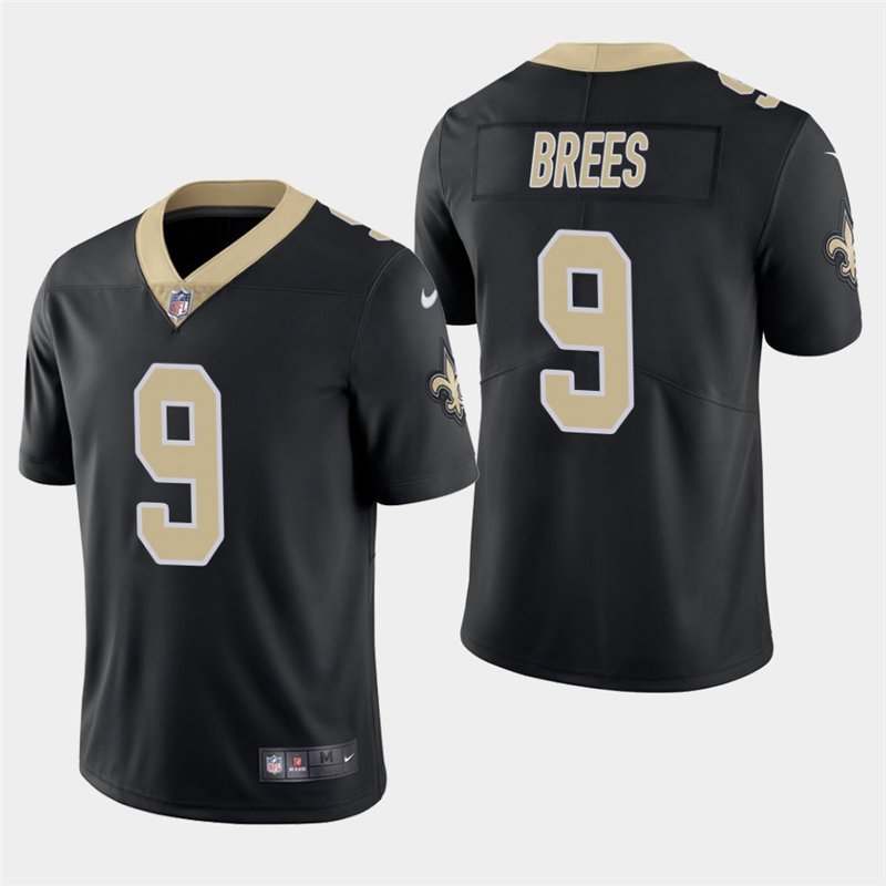 Men's Saints Drew Brees Black Stitched Limited Jersey