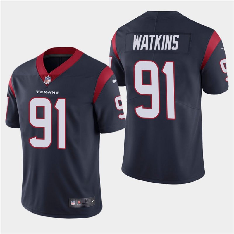 Men's Texans Carlos Watkins Navy Stitched Limited Jersey