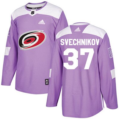 Hurricanes #37 Andrei Svechnikov Purple Fights Cancer Stitched Jersey