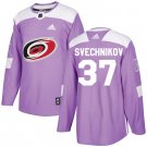 Hurricanes #37 Andrei Svechnikov Purple Fights Cancer Stitched Jersey