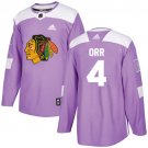 Bobby Orr Men's Chicago Blackhawks Fights Cancer Purple Jersey