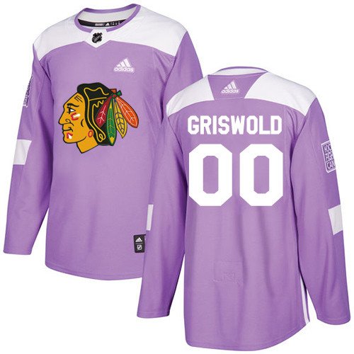 Clark Griswold Men's Chicago Blackhawks #00 Fights Cancer Purple Jersey
