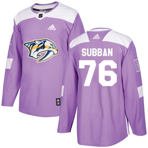P K Subban Men's Nashville Predators Fights Cancer Purple Jersey