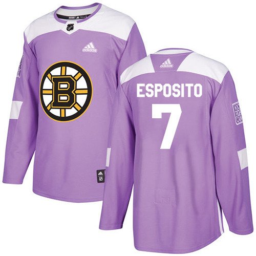 Phil Esposito Men's Boston Bruins Fights Cancer Purple Jersey