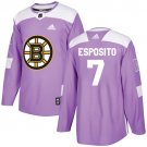 Phil Esposito Men's Boston Bruins Fights Cancer Purple Jersey