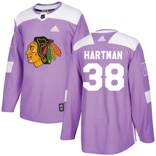 Ryan Hartman Men's Chicago Blackhawks Fights Cancer Purple Jersey