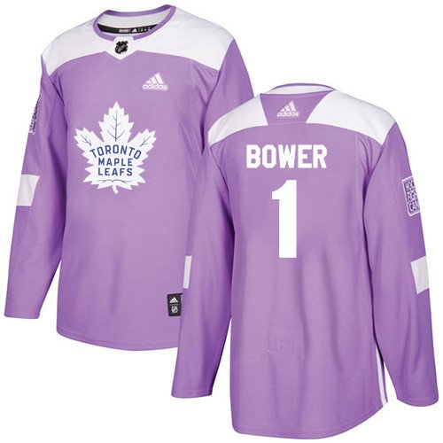 Johnny Bower Men's Toronto Maple Leafs Fights Cancer Purple Jersey